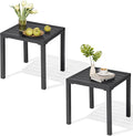 Crestlive Products Outdoor Side Table Set of 2,Black Small Square Metal End Table Weather Resistant Balcony Table for Pool Patio