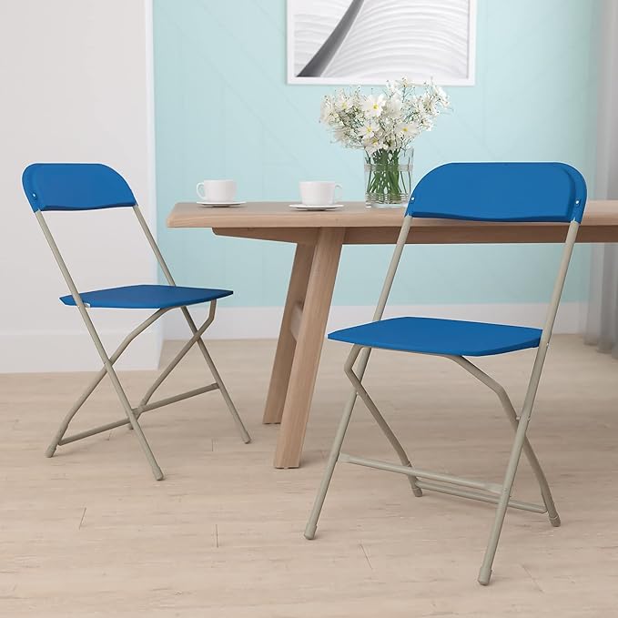Flash Furniture Hercules™ Series Plastic Folding Chair - Blue - 2 Pack 650LB Weight Capacity Comfortable Event Chair-Lightweight Folding Chair
