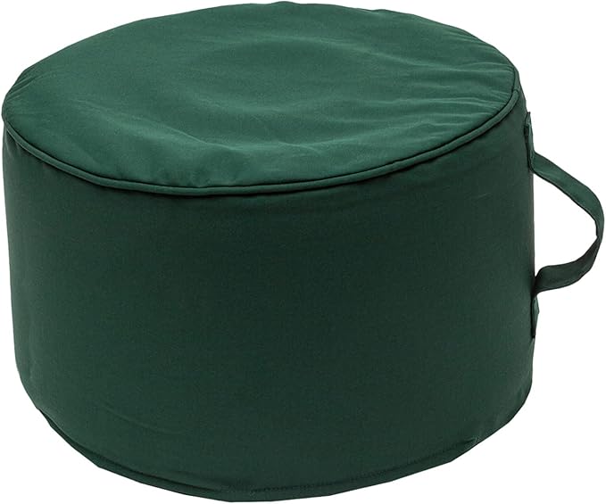 QILLOWAY Indoor/Outdoor Inflatable Stool,Round Ottoman,All Weather Foot Rest for Camping or Home,Mallard/Forest Green