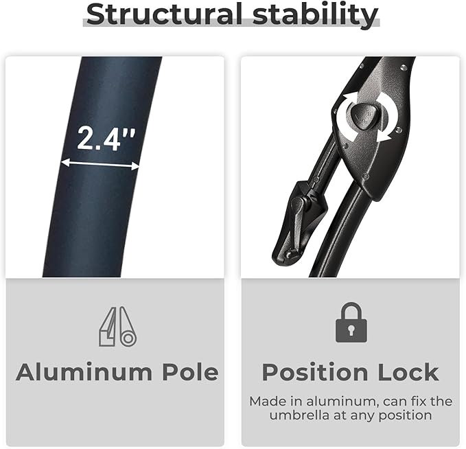Grand patio 12FT Outdoor Round Offset Umbrella Large Patio Aluminum Cantilever Umbrella with Base for Garden Deck Poolside (Black & White, 12 FT)