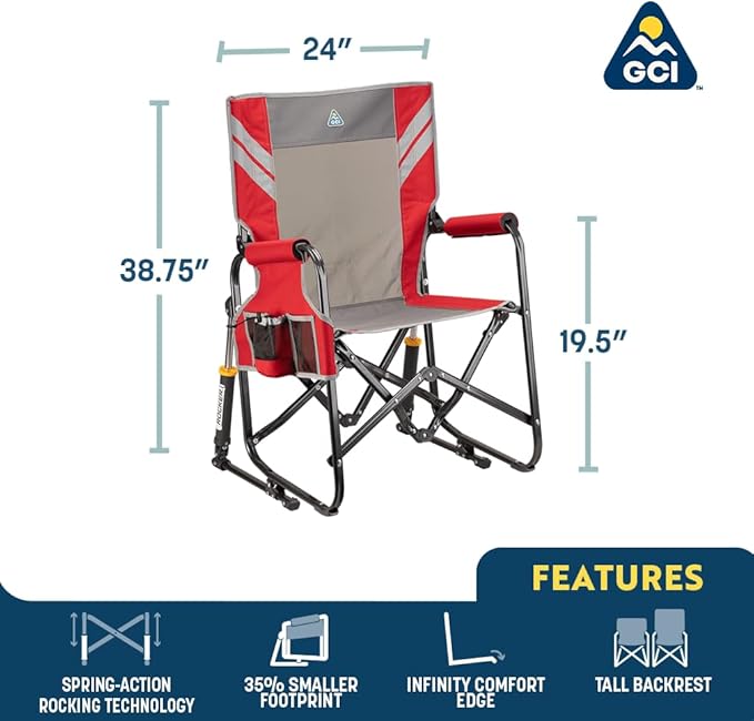 GCI Outdoor Stowaway Rocker - Varsity Black/Gray