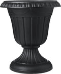 Arcadia Garden Products PL10BK Classic Traditional Plastic Urn Planter Indoor/Outdoor, 15" x 13", Black