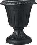 Arcadia Garden Products PL20BK Classic Traditional Plastic Urn Planter, Indoor or Outdoor Garden Decor, Flower Pot Vase 10x12 - Black