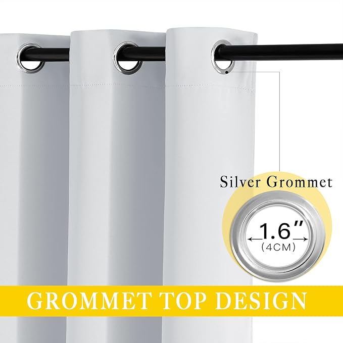 NICETOWN Greyish White Sliding Door Curtain 118 inch Length, Grommet Room Darkening Thermal Curtain Extra Long Sound Dampening for Living Room/Bedroom, W80 x L118, 1 Panel