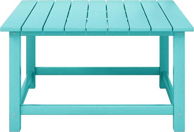 WestinTrends Malibu Low Outdoor HDPE Square Patio Coffee Table, Turquoise