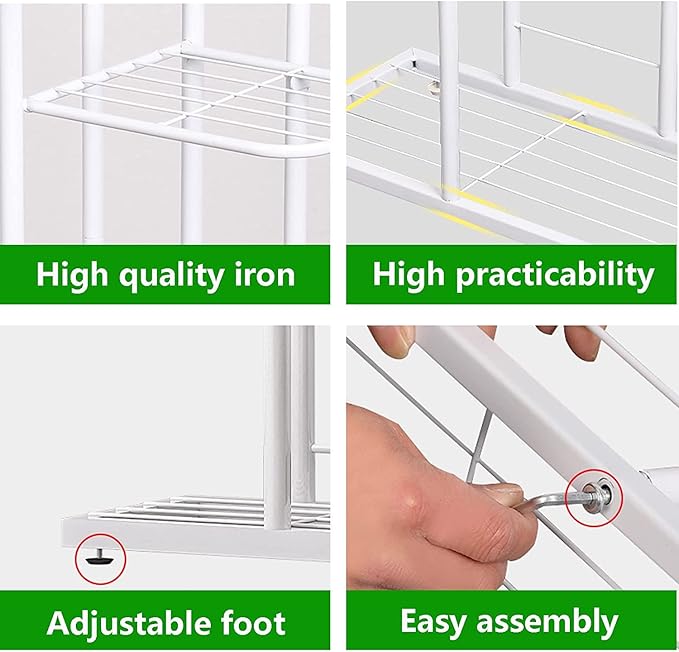 LINZINAR Plant Stand Metal 5 Tier 6 Potted Multiple Flower Pot Holder Shelf Indoor Outdoor Planter Display Shelving Unit for Patio Garden Corner Balcony Living Room (5 Tier 6 Potted, White)