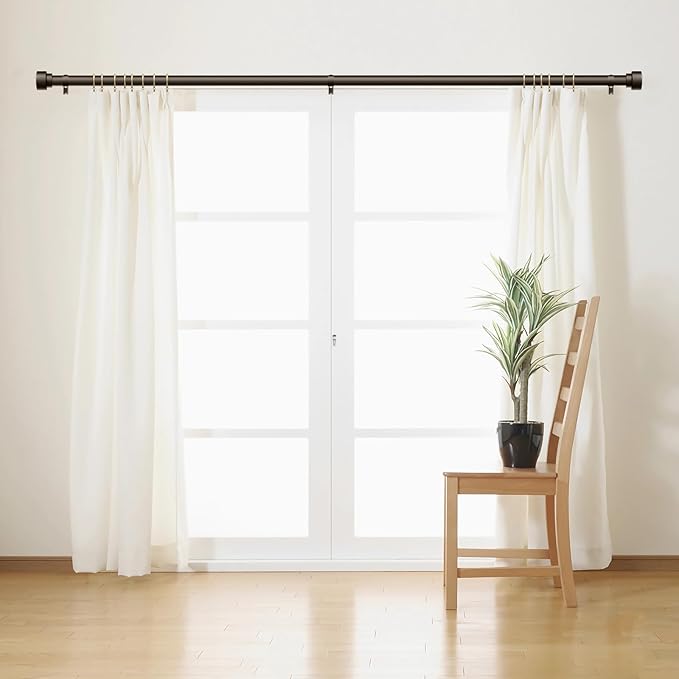 Curtain Rods for Windows 72 to 144, 1 Inch Adjustable Heavy Duty Long Window Drapery Rods with End Caps, Indoor Outdoor Curtain Rod for Patio Bedroom, Size 32" - 150", Antique Bronze