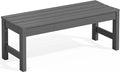 SERWALL 47 Inches Outdoor Bench, All Weather HDPE Backless Bench with Wood Grain Texture for Garden Porch and Park, Curved Bench Seat for Comfort, Grey