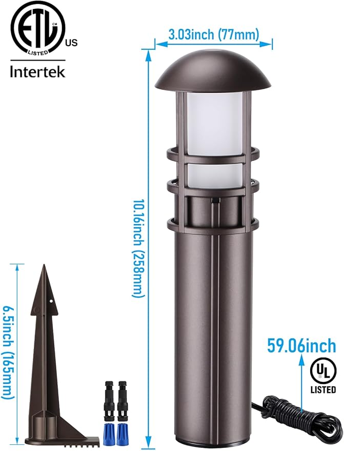 LEONLITE 8-Pack Low Voltage Landscape Lights Pathway, 3W 12V LED Path Lights, CRI90+, IP65 Waterproof Walkway Light, ETL Listed, Oil Rubbed Bronze Aluminum Housing, 3000K Warm White