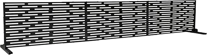 Oakland Living 6 ft. X 4 ft. Black Freestanding Metal Privacy Screen Room Divider