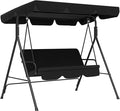 Outsunny 3-Seat Outdoor Patio Swing Chair with Removable Cushion, Steel Frame Stand and Adjustable Tilt Canopy for Patio, Garden, Poolside, Balcony, Backyard, Black 2