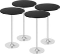 Flamaker Round Bistro Pub Table Modern Style Metal Base MDF Top Cocktail Bar Table Counter Bar Height for Pub, Dining Room, Party (4, Black-Silver)