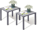 Crestlive Products Outdoor Side Table Set of 2, Aluminum Rectangular Side/End Table, Small Patio Coffee Bistro Table for Outdoor Indoor (Light Grey)