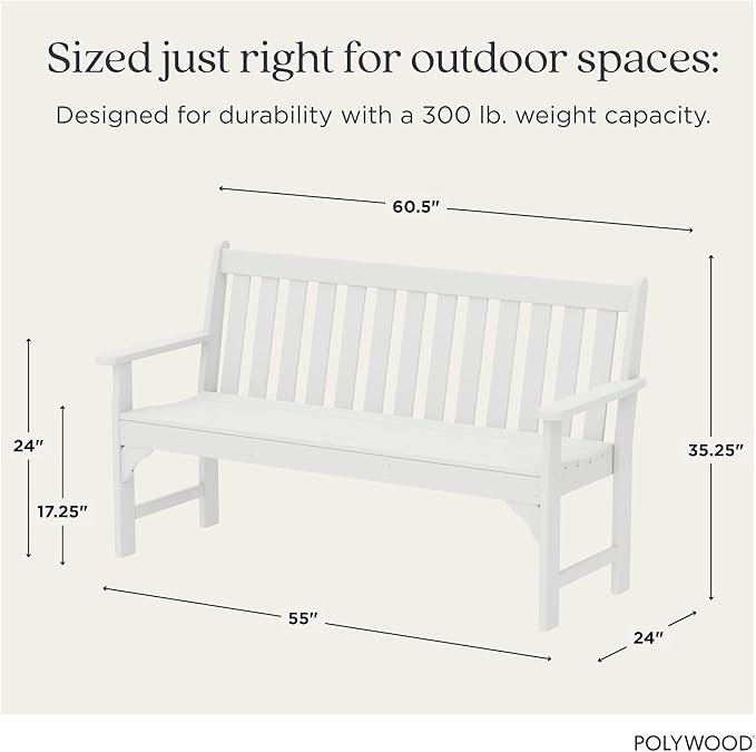 POLYWOOD Vineyard 60" Outdoor Patio Bench, White