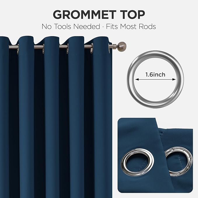 Joydeco Blackout Door Curtain for Doorway Privacy 72 Inches Long, Grommet Closet Curtain for Open Closet, Room Divider for Bedroom Living Room (Navy Blue, 52Wx72L, 1 Panel)