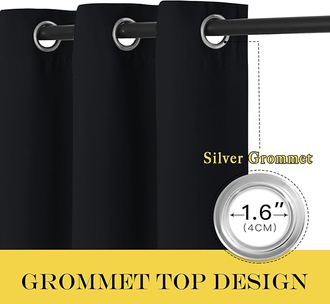 NICETOWN Black Out Curtain for Kitchen Over Sink, Grommet Thermal Curtain Window Treatment Solid Light Blocking Soundproof Drape for Bedroom/Night Shift, 1 Panel, W46 x L54