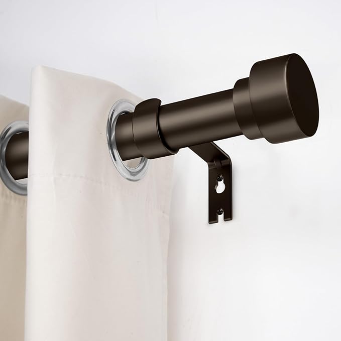 Curtain Rods for Windows 32 to 240, 1 Inch Adjustable Heavy Duty Long Window Outdoor Curtain Rod for Patio, Drapery Rods with Simple End Caps, Size 32"-240", Antique Bronze