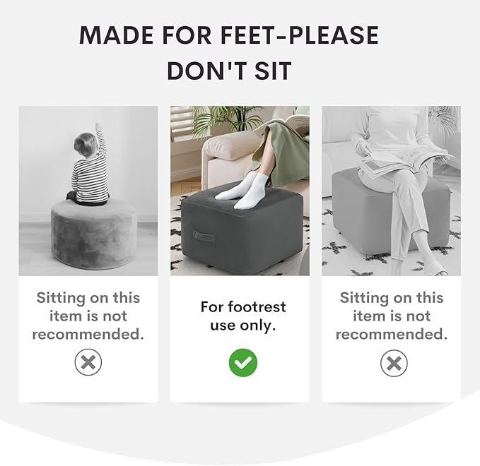 MeMoreCool Square Stuffed Pouf Ottoman Foot Rest, Floor Pouf Foot Stool with Foam Chunk Filling, Soft Stuffed Ottoman Footrest for Living Room, Light Coffee