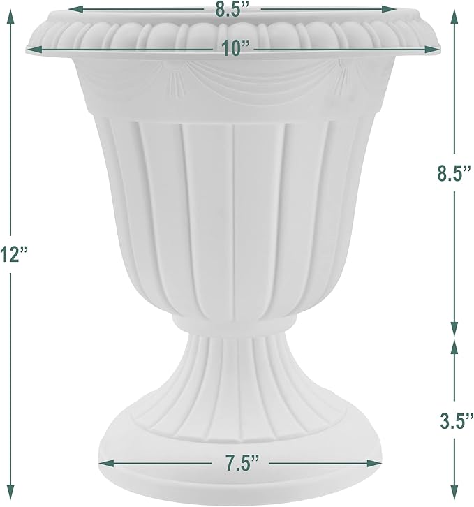 Arcadia Garden Products PL20TP Classic Traditional Plastic Urn Planter Indoor/Outdoor, 10" x 12", Taupe