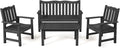 Stoog 4-Piece Patio Furniture Set, All-Weather Outdoor Dining Set, Include 1 Outdoor Bench, 2 Outdoor Chairs and 1 Coffee Table, Black