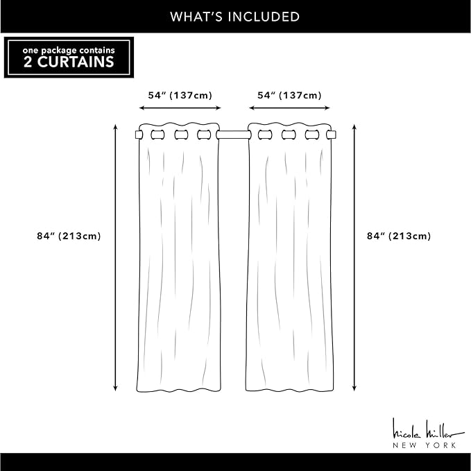 NICOLE MILLER NEW YORK Canvas Indoor/Outdoor Grommet Top Curtain Panel Pair, 54"x108", Red