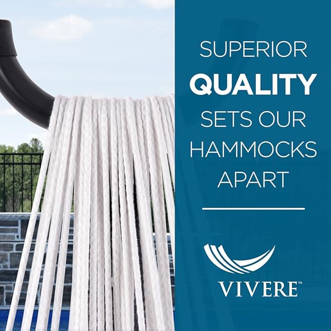 Vivere Brazilian Style Sunbrella Double Hammock with Steel Stand, Gateway Mist