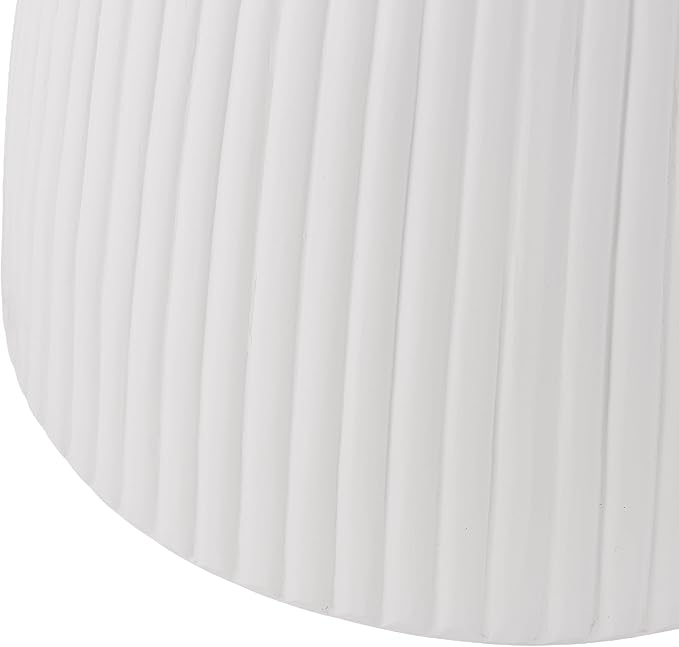 Christopher Knight Home Luce Round Side Table, Outdoor Concrete End Table, Vertical Texture Accent Table, Decorative Side Table, Stylish End Table for Patio Balcony Beach Pool Side, White