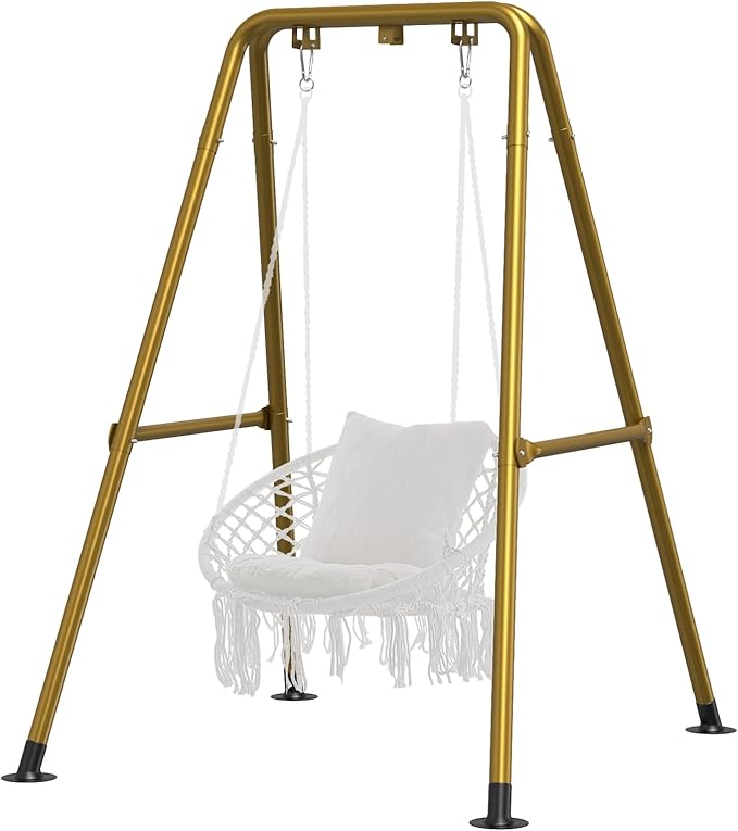 G TALECO GEAR Hammock Chair Stand,Heavy-Duty Steel Hammock Stand,300LBS Multi-Use Swing Stand for Outdoor Indoor，Hammock Chair not Include (Gold)