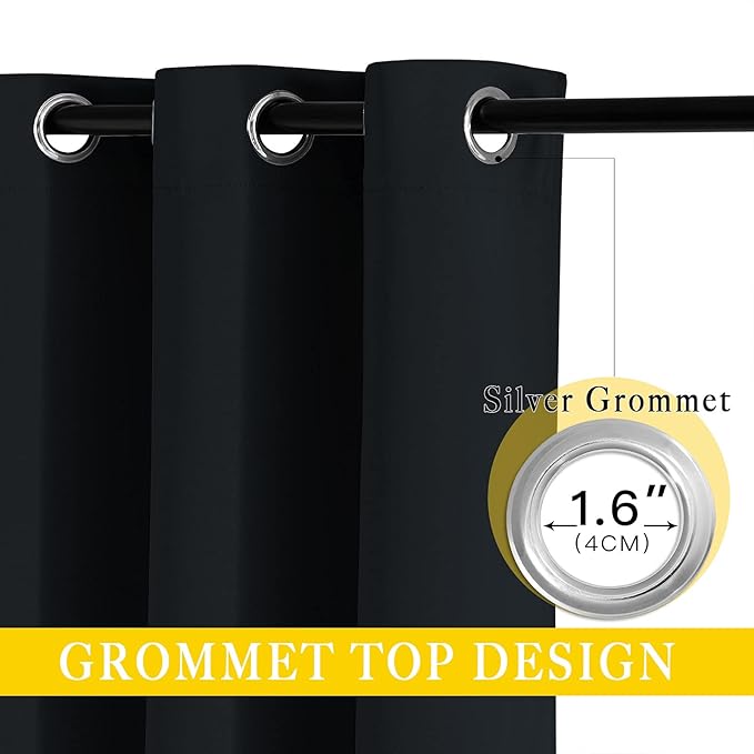 NICETOWN Black Out Sliding Door Curtain 102 inches Long, Grommet Thermal Insulated Patio Door Curtains Room Divider Drape Window Treatment for Bedroom/Living Room, 1 Panel, W80 x L102