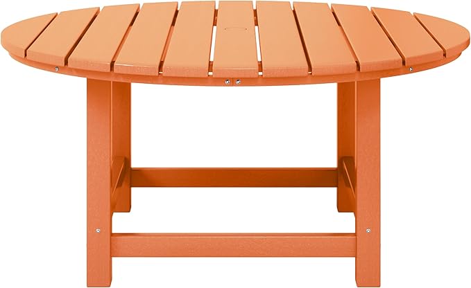 WestinTrends Malibu Low Outdoor HDPE Round Patio Coffee Table, Orange