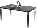 NUU GARDEN Weather-Resistant Outdoor 61” x 37” Rectangle Metal Dining Table with Umbrella Hole, Powder-Coated Frame, Slatted Tabletop, for Patio, Garden, Backyard and Balcony, Black