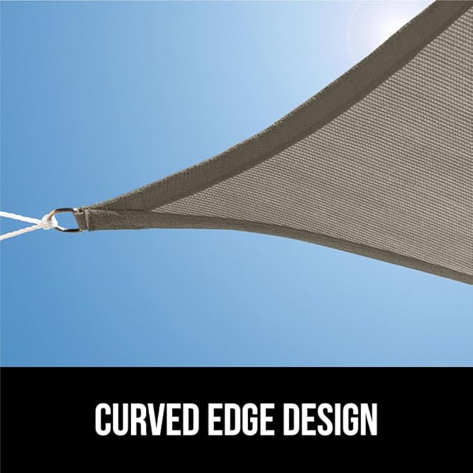 GORILLA GRIP Heavy Duty Sun Shade, UV Protection Fade Tear and Rust Resistant Rectangle Sunshade Canopy, Curved Edges Blocks Sunlight, Breathable Sail, Outdoor Patio, Lawn Garden, 12x12x12, Graphite