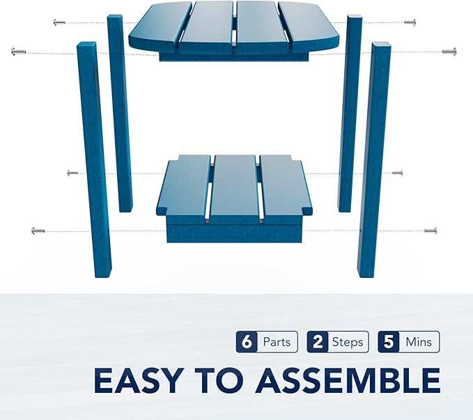 nalone Adirondack Side Table 16.5" Outdoor Side Table HDPE Plastic Double Adirondack End Table Small Table for Patio(Navy Blue)