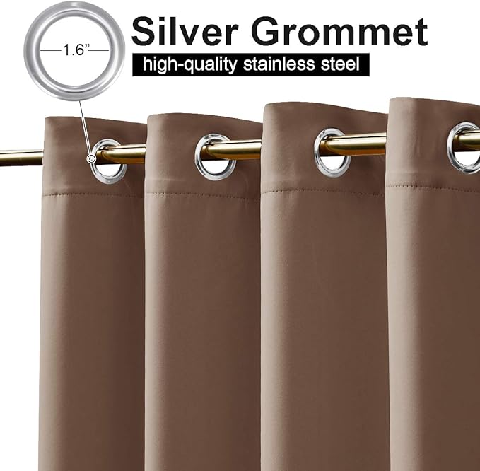 NICETOWN Outdoor Patio Curtains Windproof & Waterproof 2 Panels, Grommet Top & Bottom Wind-Break Thermal Insulated Blackout Extra Wide Weighted Gazebo Blinds for Yard/Porch, Tan, W84 x L108