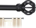 Curtain Rods for Windows 28 to 60 Inch - 5/8” Black Metal Heavy Duty - Decorative Window Small Curtains Rod with Brackets for Kitchen, Bathroom, Sliding Cafe Drapery Rods Door