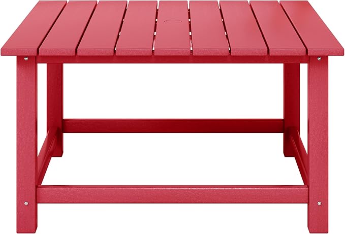WestinTrends Malibu Low Outdoor HDPE Square Patio Coffee Table, Red