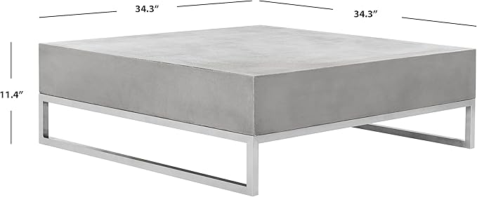 SAFAVIEH Outdoor Collection Eartha Modern Dark Grey Concrete Coffee Table (Fully Assembled)