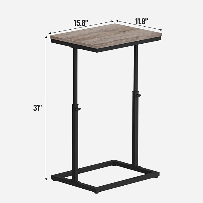 TUTOTAK End Table, Side Table, Tall Couch Table, Sofa Table, Living Room, Bedroom,Greige TB01BG083P