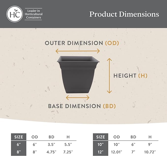 The HC Companies 12 Inch Eclipse Square Planter Pots w/Drainage Holes & Attached Saucer, Lightweight UV-Resistant Plastic Indoor Outdoor Planters, 2-Pack Flower Pots, Garden Home Decor, Peridot Green