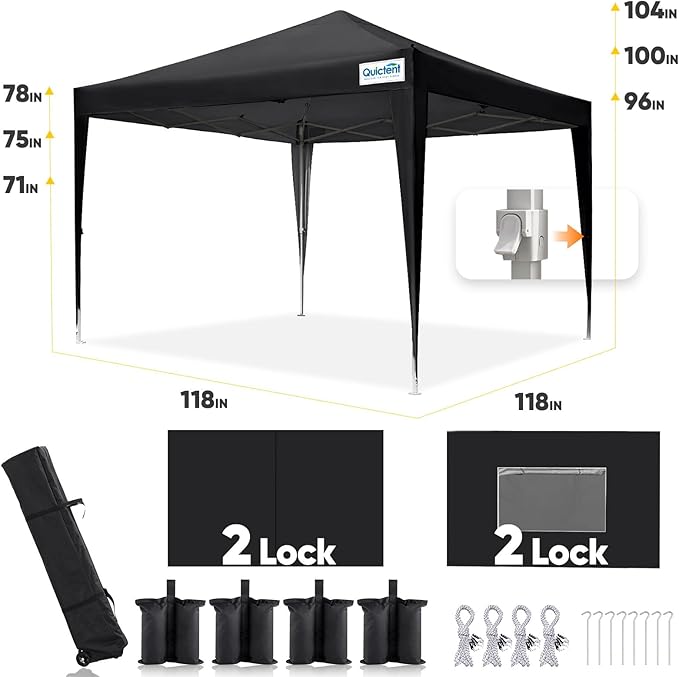 Quictent Privacy 10x10 Pop up Canopy Tent with Sidewalls and Roll-up Ventilated Windows, One Person Easy Setup, Outdoor Commercial Gazebo Shelter Enclosed Waterproof, Bonus 4 Sandbags