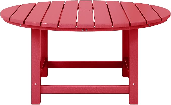 WestinTrends Malibu Low Outdoor HDPE Round Patio Coffee Table, Red