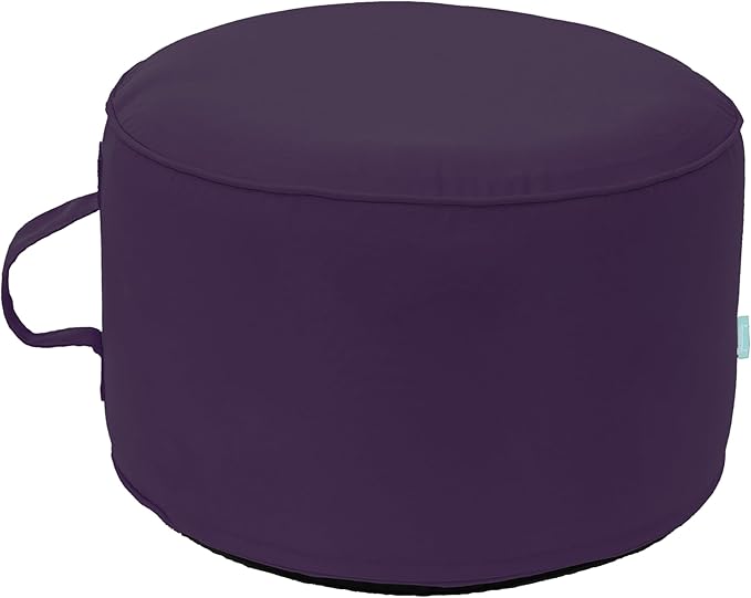 QILLOWAY Indoor/Outdoor Inflatable Stool,Round Ottoman,All Weather Foot Rest for Camping or Home,Purple