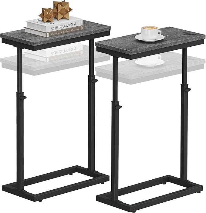 TUTOTAK End Table, Side Table, Tall Couch Table, Sofa Table, Living Room, Bedroom, Grey TB01BY0832