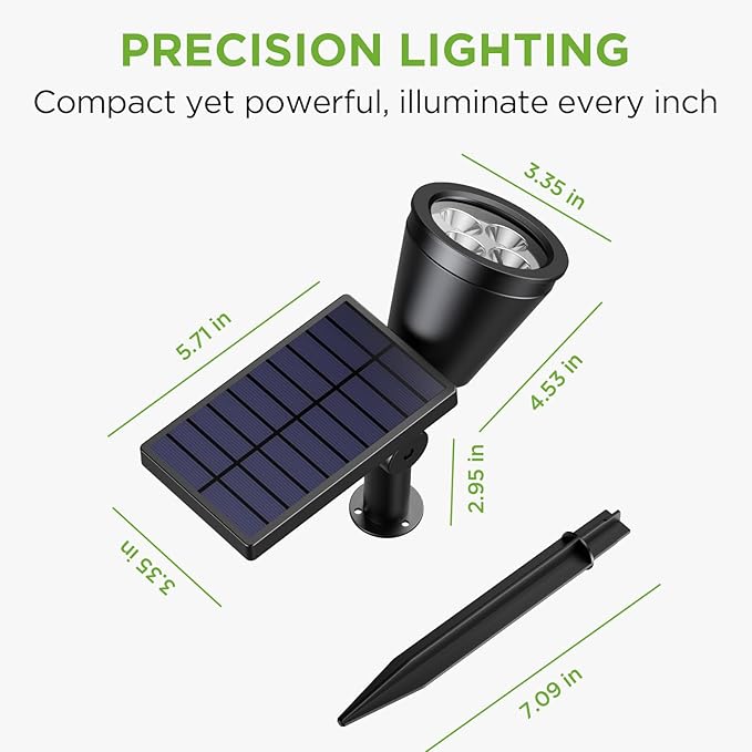 InnoGear Solar Spot Lights, Outdoor Solar Lights Solar Spotlights Flag Pole Light Waterproof Landscape Lighting Outside for Flag Uplighting Backyard Patio Pathway Statue Palm Tree Sign, Warm White