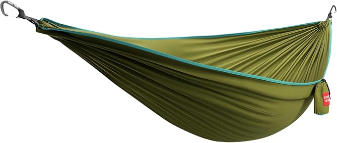 Grand Trunk TrunkTech Double Hammock | Ultra-Strong & Lightweight | 11 ft Hammock with Ripstop Nylon | 500 lb Capacity | Fast-Drying & Weather-Resistant | Green/Aqua