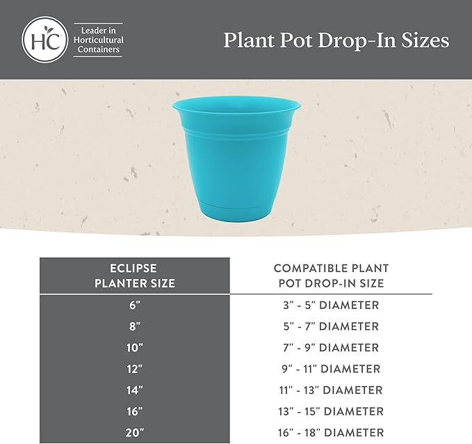 The HC Companies 10 Inch Eclipse Round Planter Pots with Drainage Holes & Attached Saucer, Lightweight UV-Resistant Plastic Indoor & Outdoor Planters, 2-Pack Flower Pots for Garden & Home Decor, Red