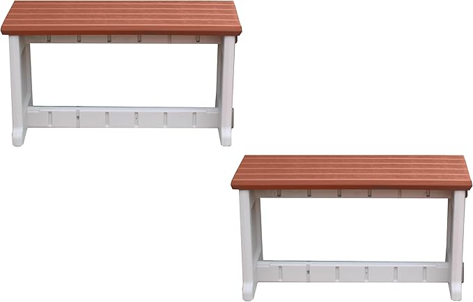 Bench, Redwood Top with Warm Grey Sides, 2 Pack - Proudly Made in The USA, Click and Lock Hardware-Free Assembly, Durable and Stylish Outdoor Seating