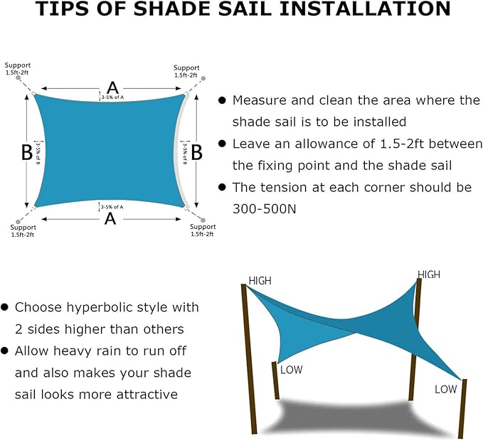 KANAGAWA 14'X14' Turquoise Mix Custom Size Sun Shade Sail Square UV Block Canopy Cover for Patio Backyard Lawn Garden Outdoor (Customized Available)