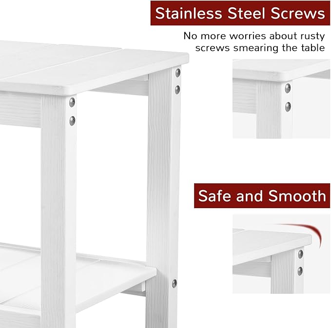 Stoog Outdoor & Indoor Side Table, Weather Resistant HIPS End Tables, for Backyard, Patio, Pool, Deck and Garden, White