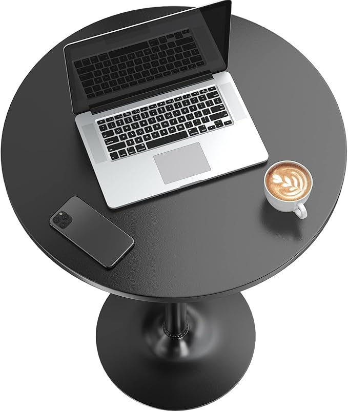 Furmax Bistro Pub Table Round Bar Height Cocktail Table for Home Bar, Small Round Bar Tables for Party, Dining Room, Living Room and Wedding, Metal Base MDF Top Obsidian, 40.6 Inch Height (4, Black-1)